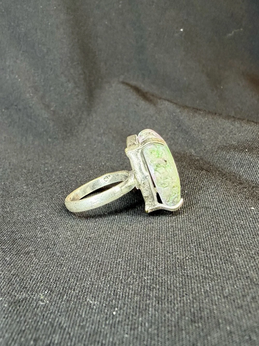 Handcrafted Sterling Silver Solar Quartz Statement Boho Ring Size 6
